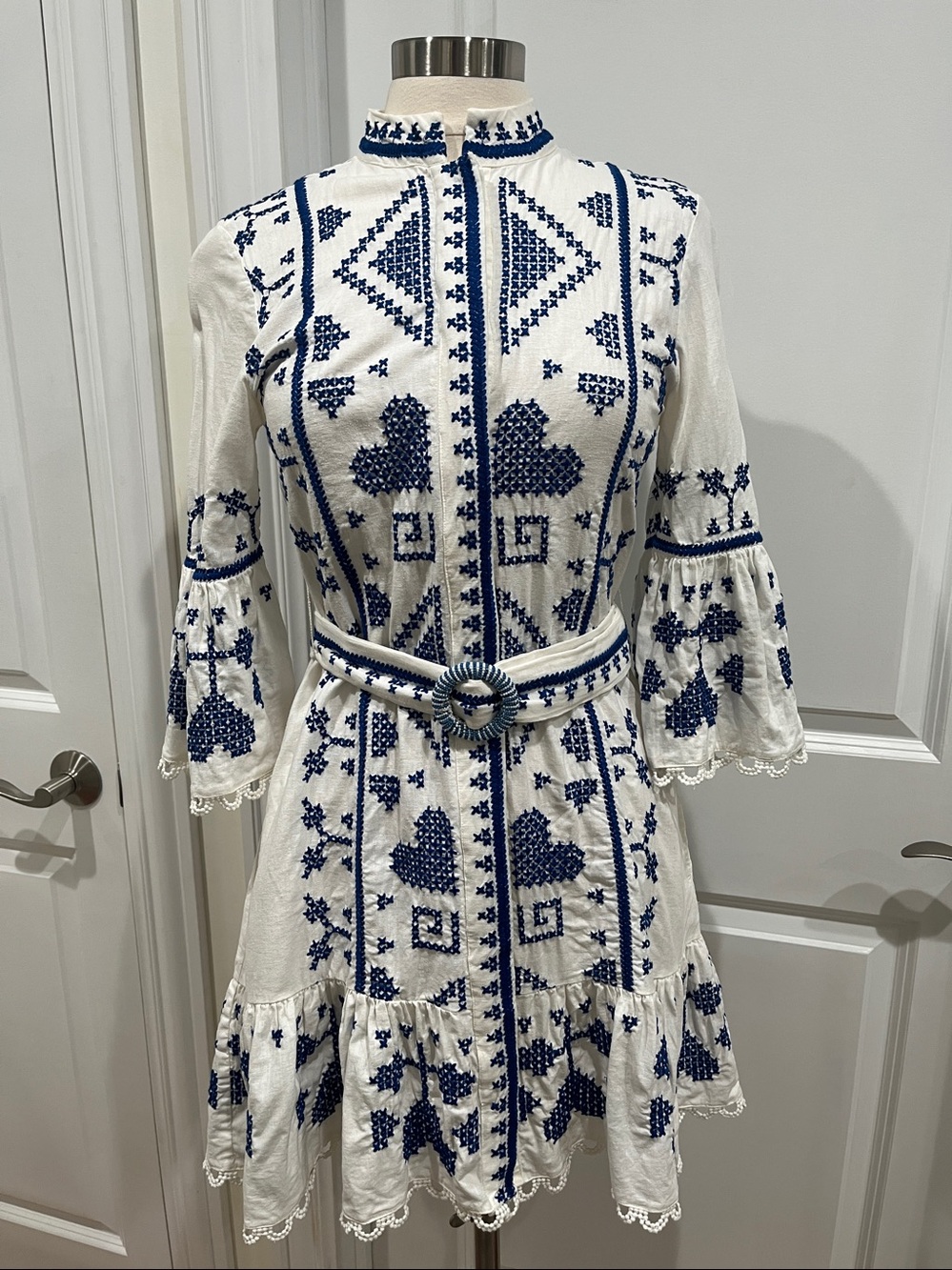 FARM Rio Cross-Stitch Blue and White Dress - Picture 2 of 16